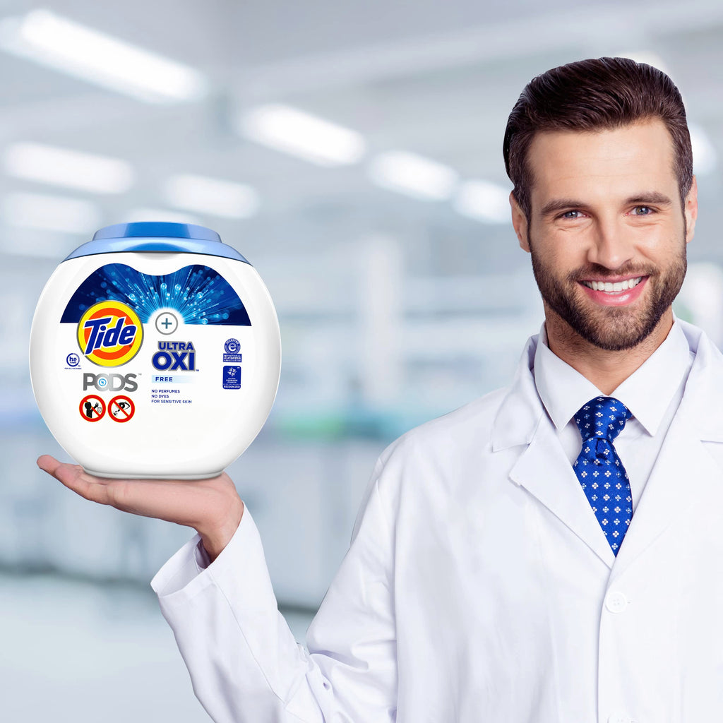 Tide PODS Ultra Oxi Free and Gentle Laundry Detergent Packs, 57 Count, Hypoallergenic Laundry Detergent Pods