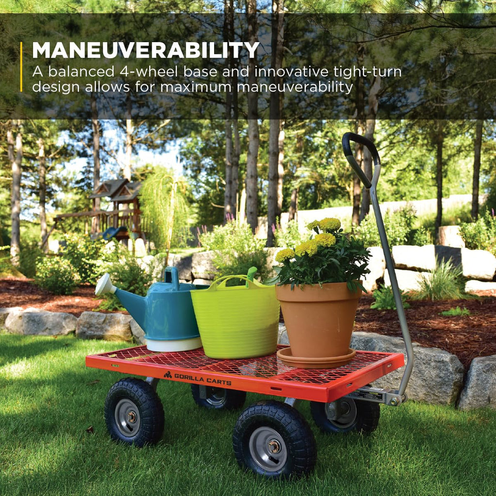 Gorilla Carts Steel Utility Cart, 800 lb Capacity, 4 Cu Ft., Black