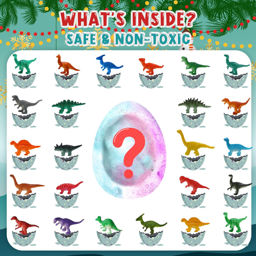 Qivatex Bath Bombs for Kids with Dinosaur Toys Inside, Natural Organic