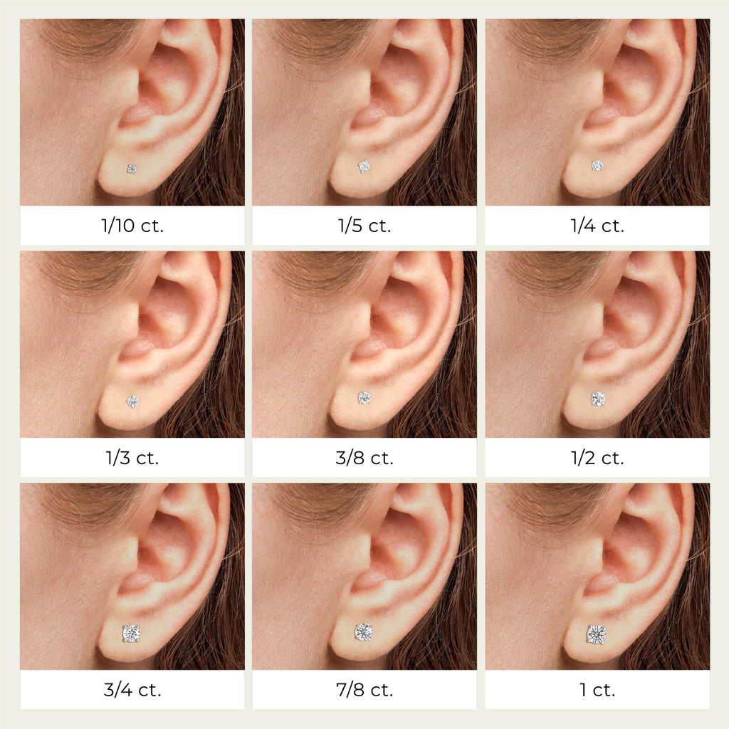 Gilded 1/4 ct. T.W. Round Lab Diamond Stud Earrings for Women | 925 Sterling Silver Studs | Hypoallergenic Fine Jewelry | 4-Prong Basket, Push Back Nut | SI1 Clarity, F Color, Round Cut