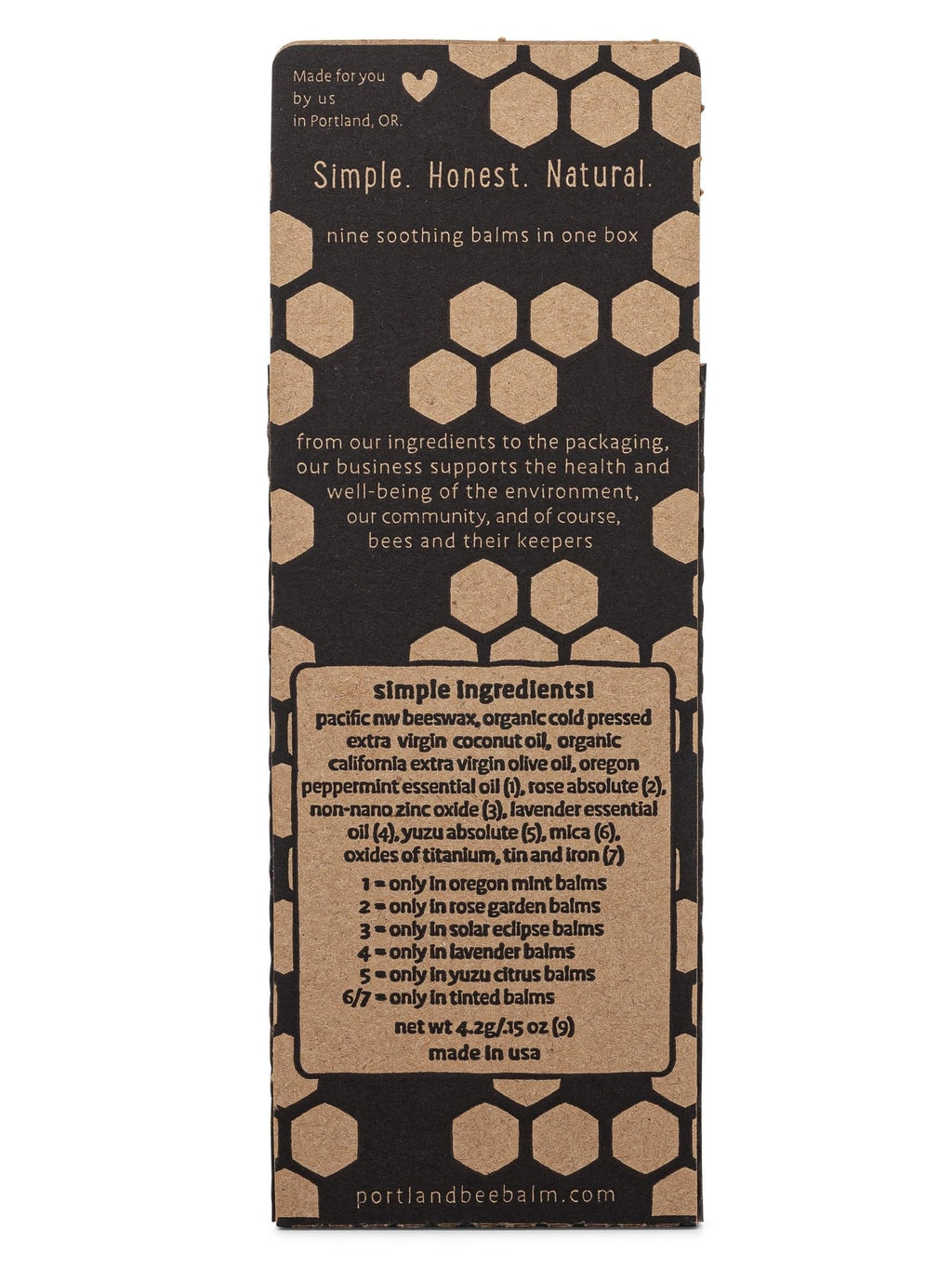 Portland Bee Balm All Natural Handmade Beeswax Based Lip Balm, Oregon Mint 9 Count