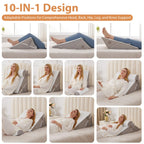 3PCS Wedge Pillow Set for After Surgery, Wedge Pillow for Acid Reflux Relief, Bed Wedge Pillow with Adjustable 9&12inch for Headboard,Sleeping, Orthopedic Memory Foam for Neck&Back Support, White/Grey