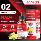 Tenmido NAD+ Supplement Liquid Drops - 9in1 with Nicotinamide Riboside, Resveratrol, Quercetin, TMG Trimethylglycine, Fisetin, Co Q10, PQQ, and Black Pepper - 30ml 1 Fl Oz