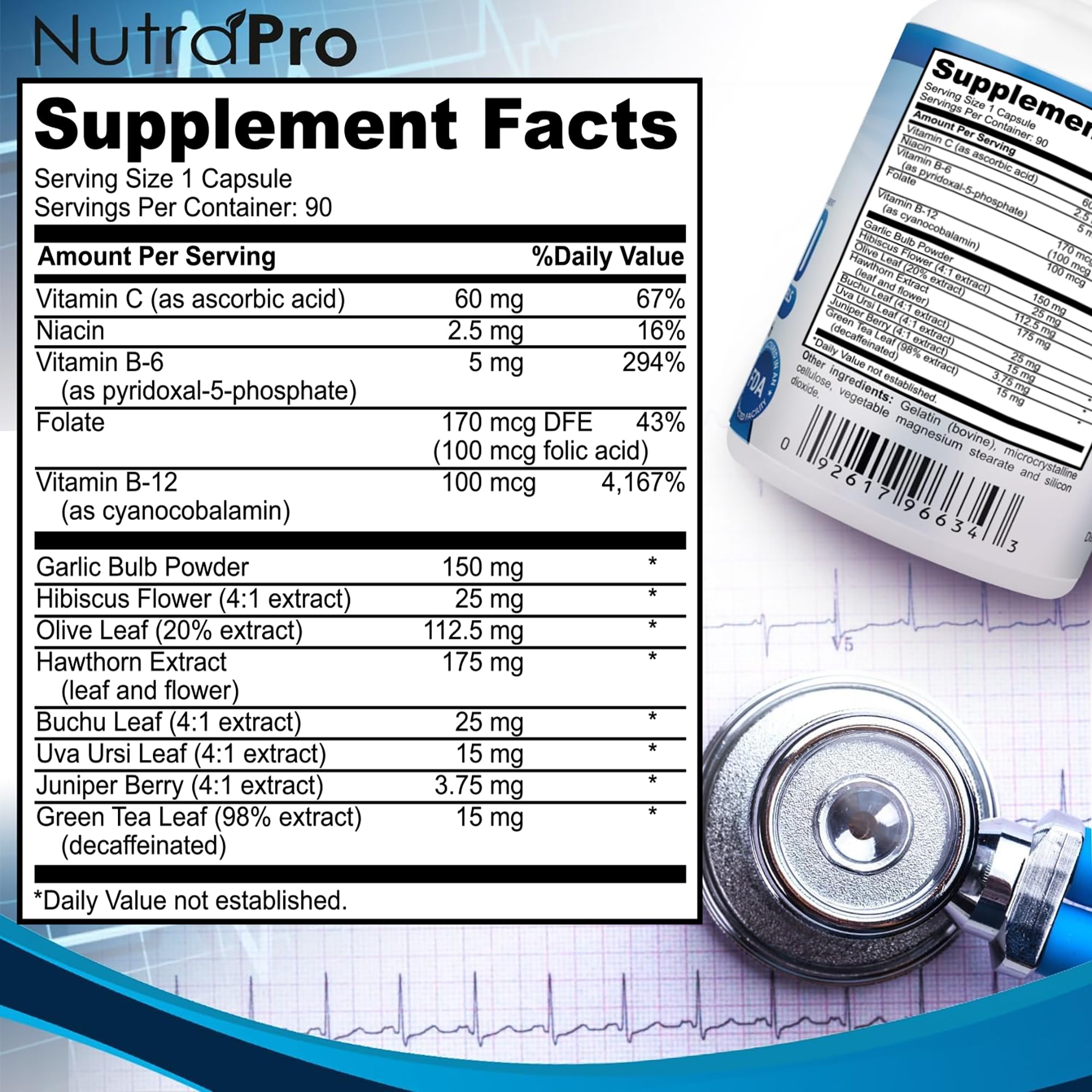 NutraPro Blood Pressure Supplements – Healthy Heart, Cholesterol Level, Blood Pressure Support.with Hawthorn.Blood Pressure Pills for Natural Anti-Hypertension and Remain in BP Zone.90 Capsules.