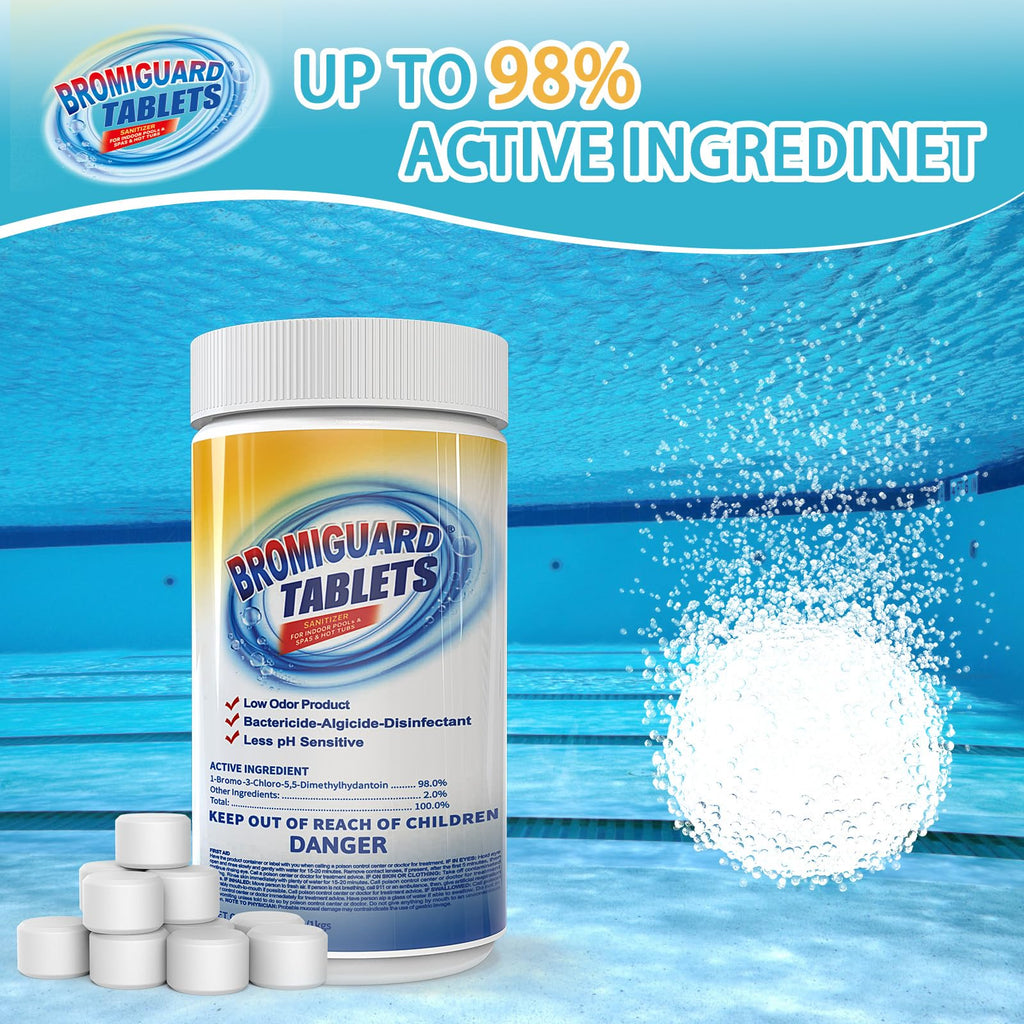 Bromine Tablets for SPA Hot Tub 1 inch Tabs Brominating Tablets Booster Soft Water Feel No Chlorine Odor Chemical Sanitizer