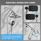11.8'' High Pressure Rain Shower Head Combo, Upgrade Shower Heads with 9 Sprays Handheld Shower, Adjustable Detachable Dual Showerheads Built-in Magnetic Docking & Power Jets, Bathroom Decor, Chrome