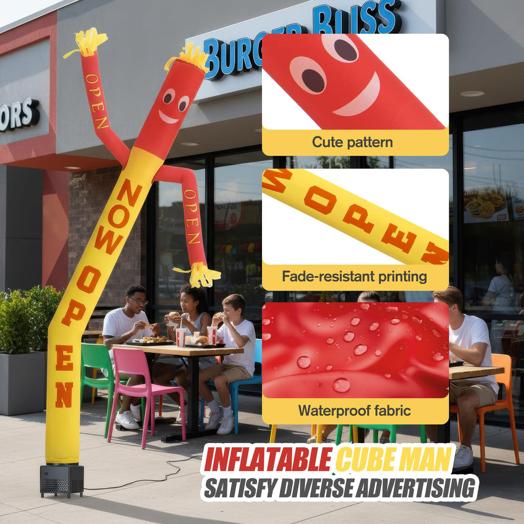QIZRON 6ft Now Open Air Tube Dancer Inflatable Waving Tube Man with Blower - Wacky Waving Dancing Guy Set for Business Promotion