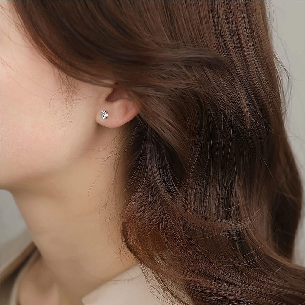 Titanium Surgical Stainless Steel CZ Stud Earrings for Women Men Silver