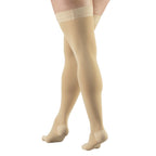 Truform 20-30 mmHg Compression Stockings for Men and Women, Thigh High Length, Dot Top, Closed Toe, Beige, Large