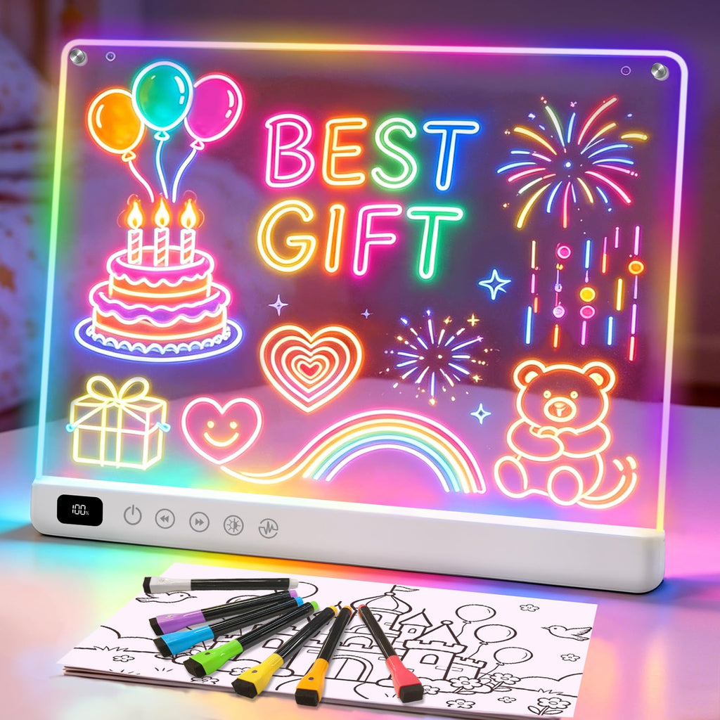 Cosmody Rechargeable LED Drawing Board,Gift for Boys Girls Ages 3+ (White)