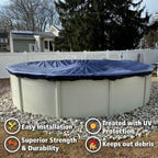 Winter Block 30’ ft. Premium Round Pool Winter Cover for Above Ground Pools – 10-Year Warranty, Cold and UV Resistant, Weatherproof and Durable, Winch & Cable Included