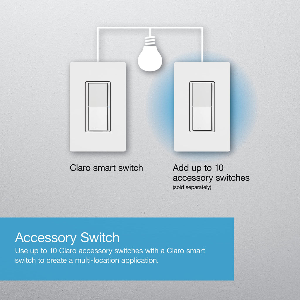 Lutron Claro Smart Light Switch for Caseta Lighting, for LED Lights, Fans, 5 Amp, Single-Pole/3-Way, Neutral Required, DVRF-5NSS-WH-3, White, 3 Pack