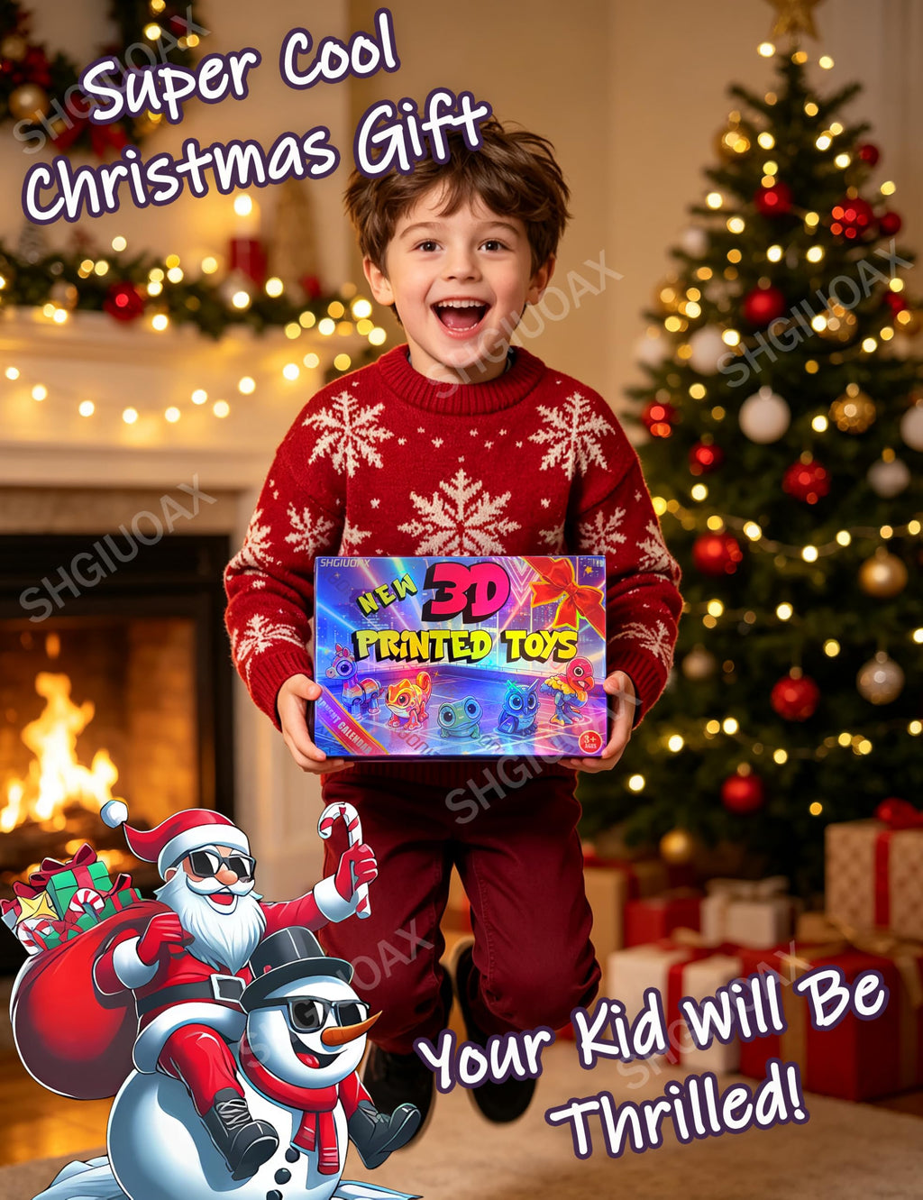 2026 Christmas Advent Calendar for Boy Kid with Mini 3D Printed Animals Toy