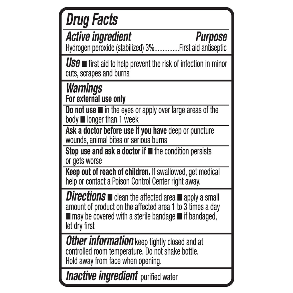 Amazon Basics Hydrogen Peroxide Topical Solution USP, First Aid Antiseptic for Cuts, Scrapes and Burns, 32 fl oz, 6-Pack
