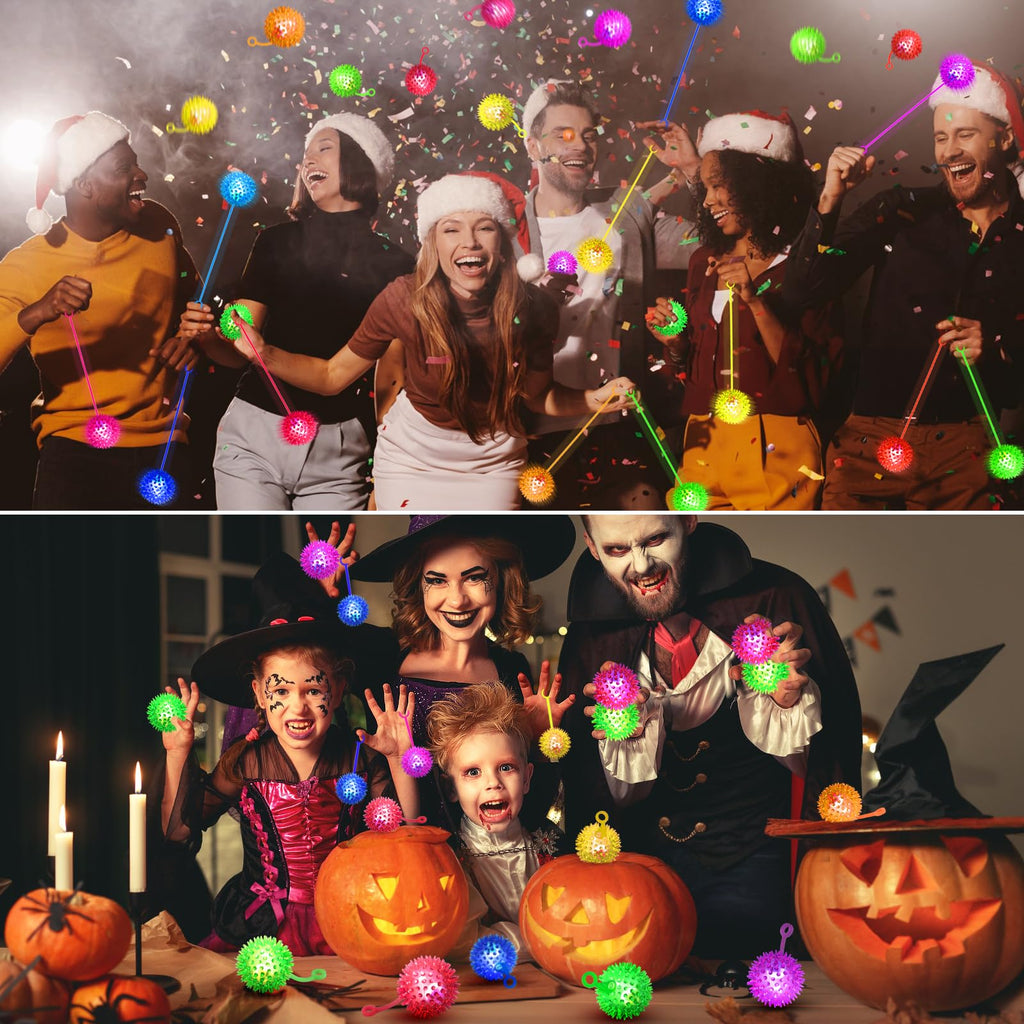 SHQDD 24PCS Light Up Ball, Bouncy Balls for Kids, Halloween Party Favors