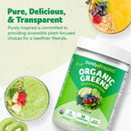 Purely Inspired Organic Greens Powder Superfood Smoothie Mix, Unflavored (30 Servings) - Super Greens with Probiotics, Spirulina & Chlorella for Gut & Digestive Health - Vegan