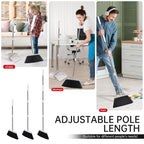 OPTTIDI Broom with Dustpan Combo Set, Hand Broom and Dustpan Set for Sweeping Indoor Angle Broom for Home Office Kitchen Lobby Floor Pet Hair Indoor&Outdoor Cleaning (White&Gray)