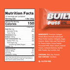 Built Puffs Bars, 12 Count Protein Bar - High Protein Energy Bars, Collagen, Gluten Free, Chocolate Covered, Low Carb, Low Calorie, Low Sugar, Delicious Protein, Healthy Snack (Peanut Butter)