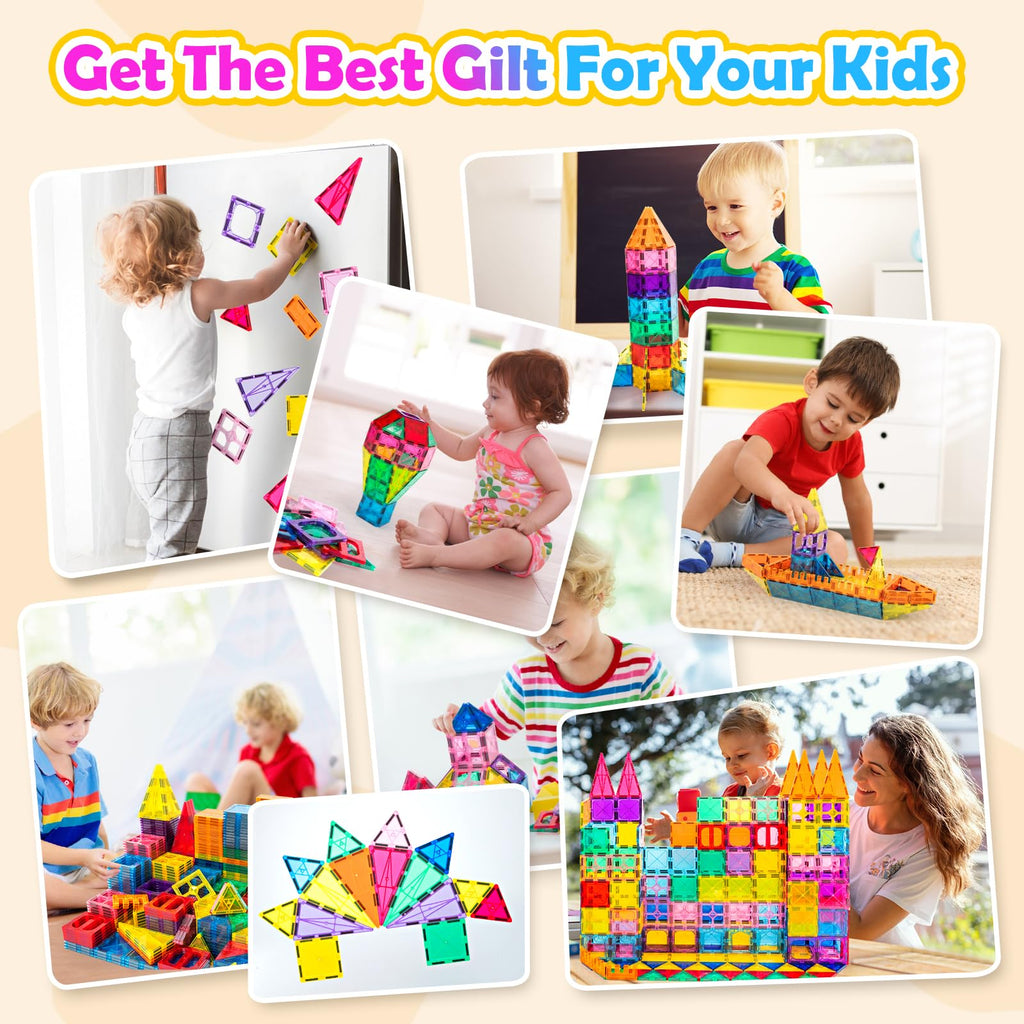 Magnetic Tiles,100PCS 3D Building Blocks, Magnets Building Set for Kids, Construction STEM Stacking Toys, Magnets Toy Gift for Toddlers, Boys and Girls