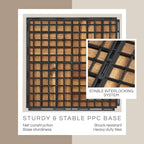 THYOI Premium Deck Tiles, Patio Flooring - Set 10 Pcs 12”x12”x0.9” Interlocking Deck Tiles, Waterproof Acacia Wood for Balcony, Backyard, Indoor & Outdoor (Golden Teak, Crossed Pattern, Square Joints)
