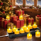 YiaMia Upgraded Rechargeable Tea Lights with Magnetic Charging Base 12 Pack