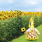 JcHrmers Sunflower Goose Outfit Sunflower Dress and Straw Hat Porch Goose Clothes Fits 23" Cement or Plastic Goose Statue for Spring Summer Outdoor Garden Lawn Yard Patio Decor