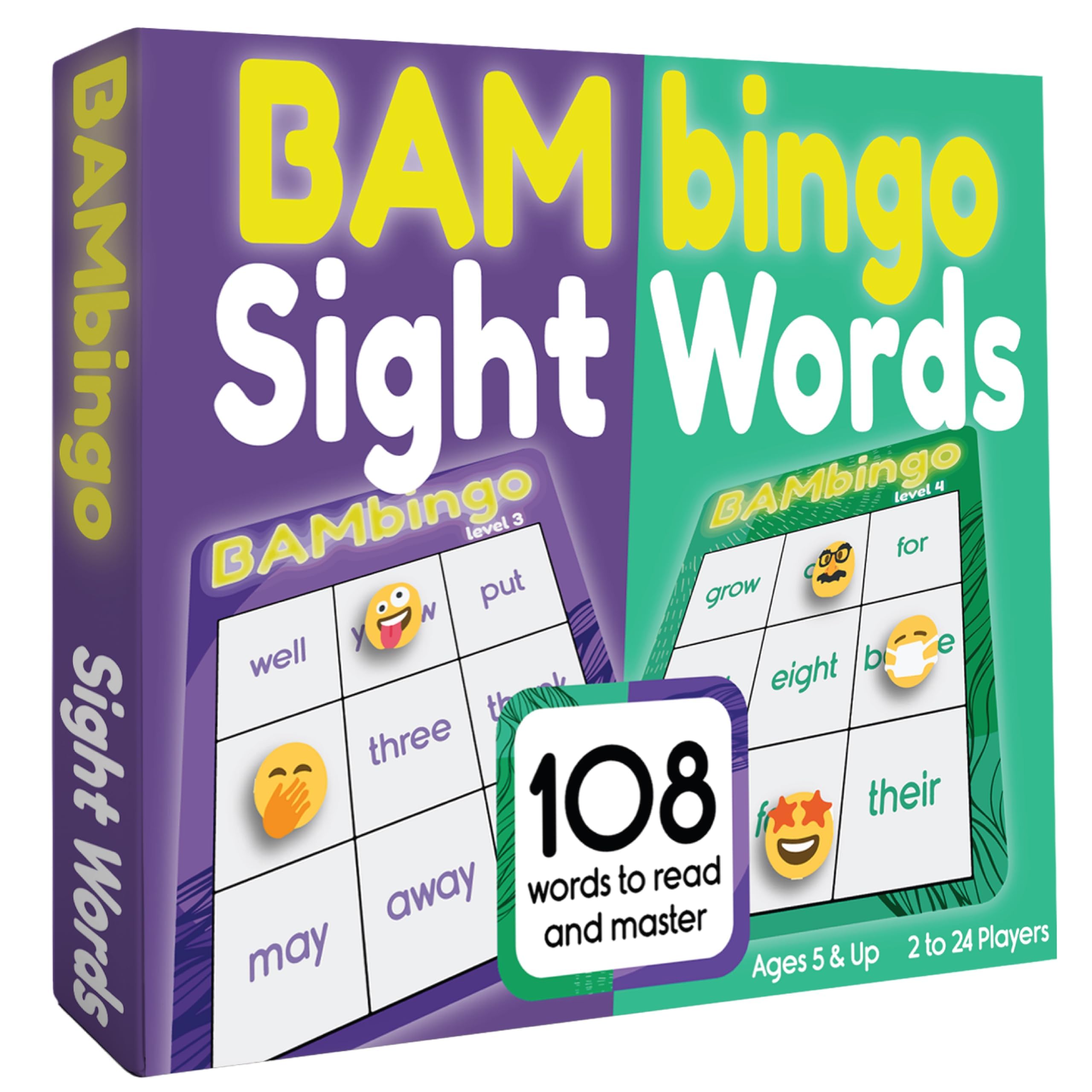 THE BAMBINO TREE Sight Word Bingo Game Level 3 & 4 - Learn to Read Vocabulary for 1st 2nd 3rd Grade Kids - Dolch's Fry's Site Words Reading Game