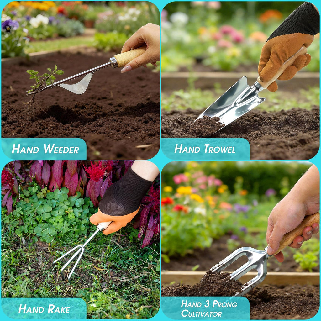 SLARMOR Garden Tool Set, 10 PCS Gardening Tools/Kit for Women,Gardener Gift