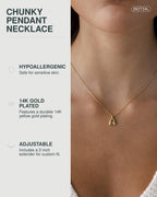PAVOI Chunky Pendant Necklace for Women, 14K Gold Plated, Yellow Gold, A