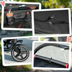 PawHut Dog Stroller for Large Medium Small Dogs up to 66 Lbs. 23.5" in Body Length, One-Click Foldable Pet Cat Stroller with Storage, Shock Absorption Wheels, Mesh Window, Safety Leash, Black