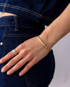 PAVOI CZ Dainty Waterproof Bangle Bracelet for Women, Yellow Gold, 6.5IN