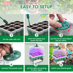 MYMULIKE Seed Starter Tray with Grow Light,5 Pack 60 Cells Seedling Tray Kit Reusable & Dishwasher Safe for Starting Vegetable, Flower & Herb Seeds Indoor Grow Kit for Deep-Rooted Seedlings