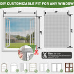 HOFUDON Adjustable Magnetic Window Screen Max 39" x 59", White Frame