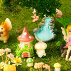 Nashibowu 24Pcs Mini Fairy Garden Accessories DIY Kit - Miniature Gnomes & Tiny Fairies House Set, Resin Animals, Bridge, Mini Pond & Mushrooms Figurines for Terrarium Micro-Landscaping