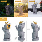 DecorSmart Cat Garden Outdoor Statue Gifts for Cat Lovers Lady Mom Dad Women Outside Solar New Home Decor for Patio Yard Housewarming Gardening Gifts