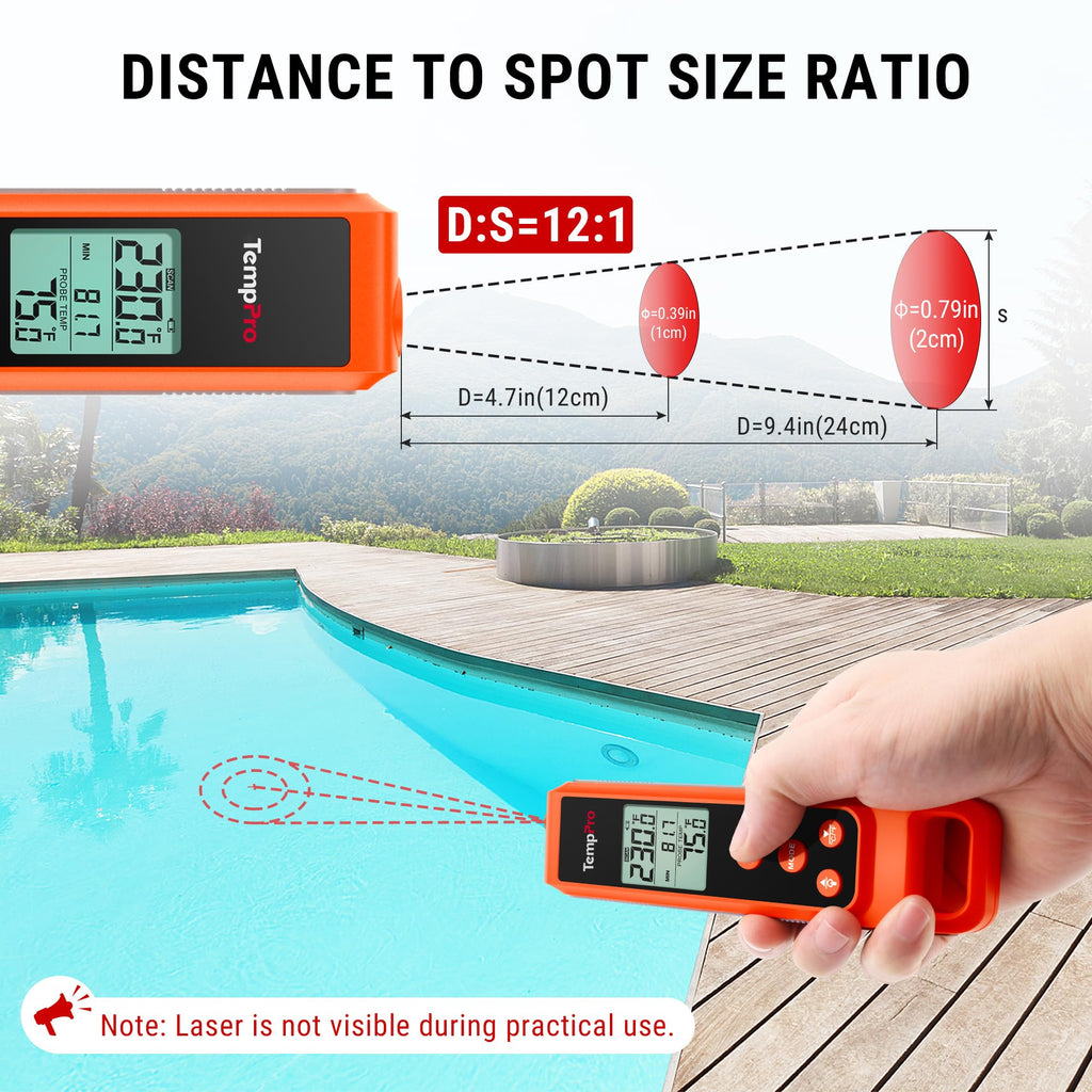 TempPro TP420 2-in-1 Instant Read Thermometer for Cooking, Infrared Thermometer with Meat Probe, Non-Contact Laser Meat Thermometer for Griddle Grill Pizza Oven HVAC Pool (Previously ThermoPro)