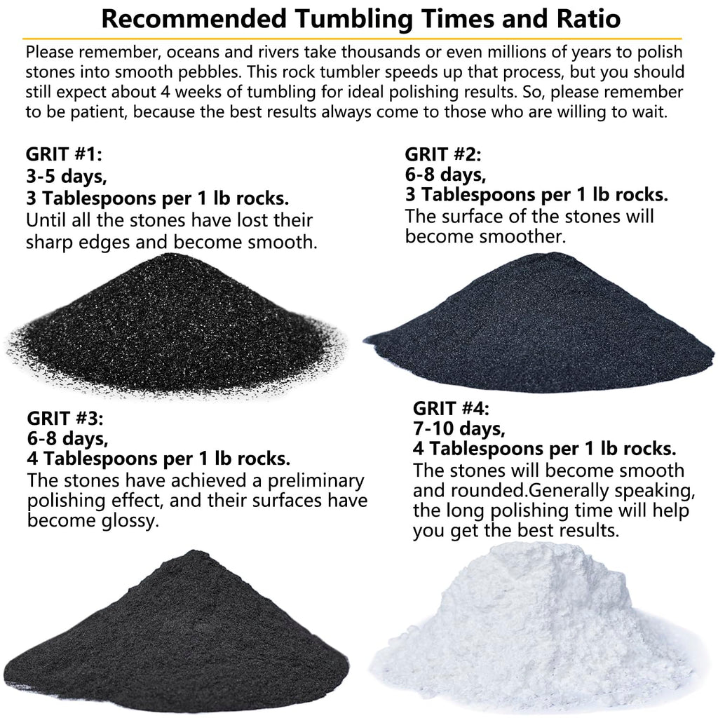 8 LBS Large Weight Rock Tumbler Grit Kit and Ceramic Tumbling Filler Media -Coarse/Medium Grit/Pre-Polished/Final Polish, Works with Any Rock Tumbler, Rock Polisher, Stone Polisher