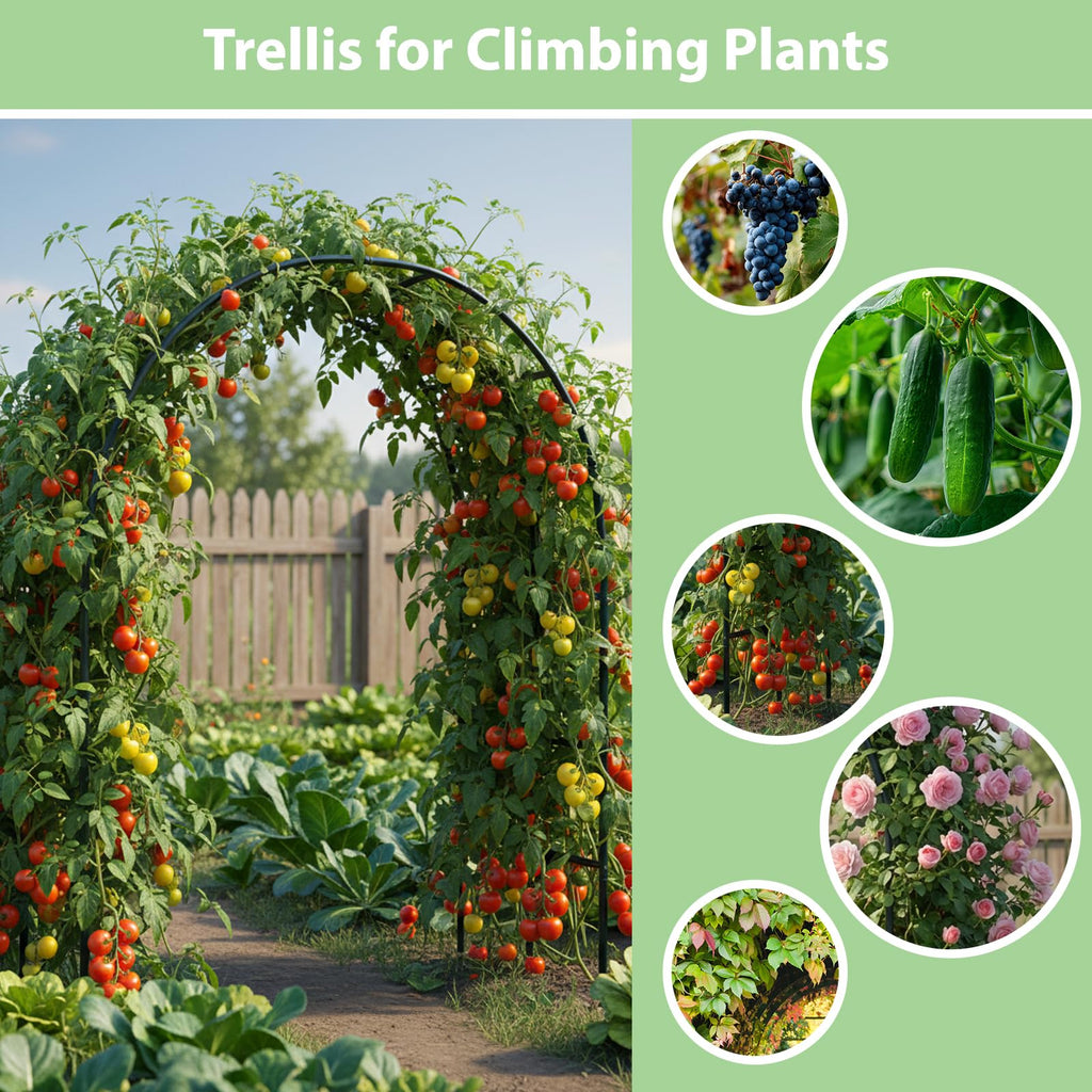 RUBFAC 7.8ft Garden Arch, Metal Trellis for Climbing Plants Outdoor