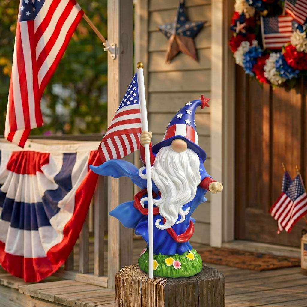 4th of July Decorations Patriotic Gnome Statue Holding American Flag, 250 Years America Faceless Garden Gnome Decor for Indoor Outdoor Patio Yard Lawn, Independence Day Memorial Day USA Merchandise