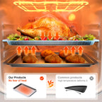 HONGBAKE Cookie Sheet, Baking Sheet Set, Nonstick Oven Pan with Wider Grips,3 Pack, Avoid Too Much Browning -Noble Silver