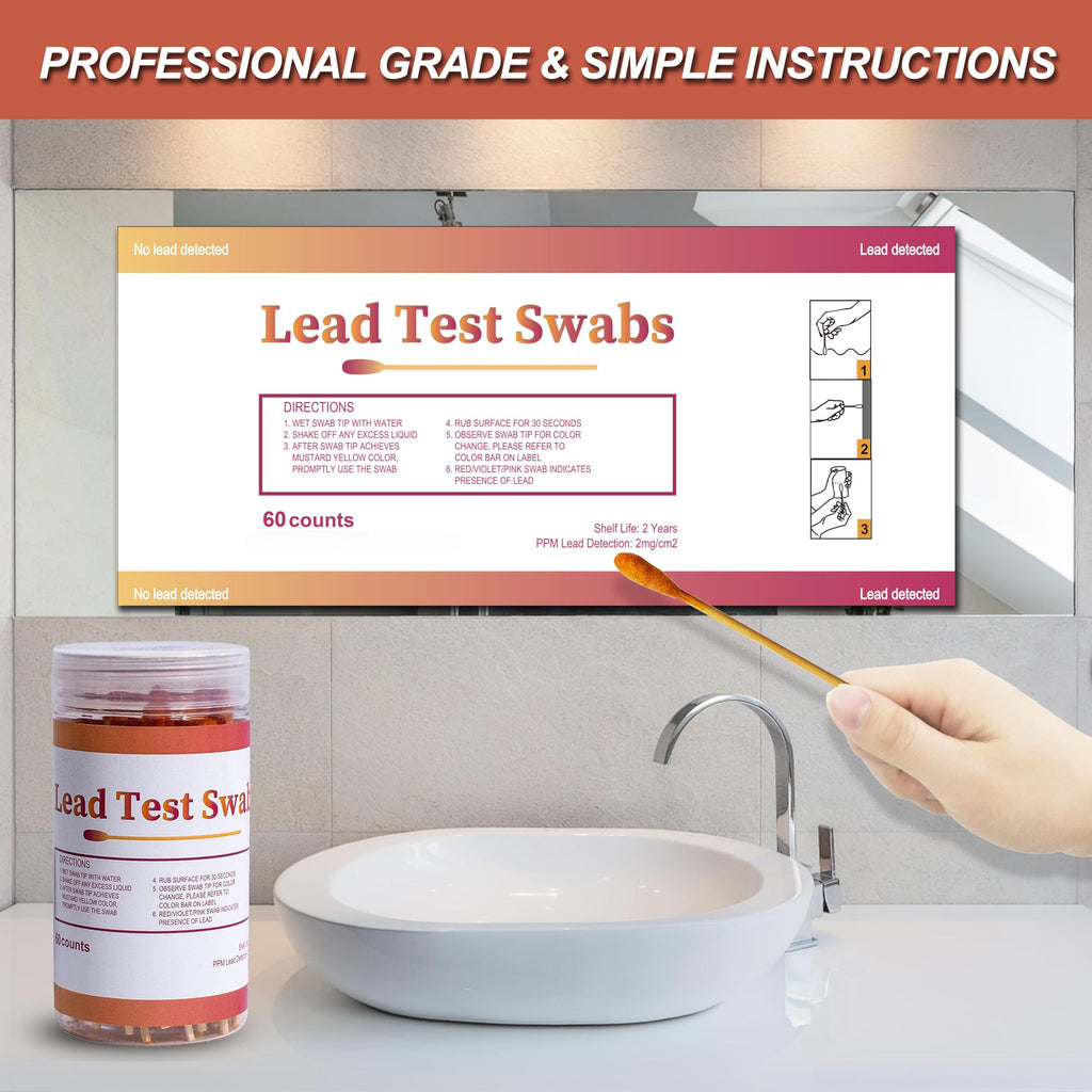 AAwipes Lead Test Swab Kit (60 Rapid Home Testing Swabs) 30-Second Results. Dip in Water. Home Use for - Painted, Jewelry, Ceramics, Wood (LS60)
