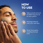 NIVEA MEN Deep Clean Face Wash and Scrub with Natural Charcoal, Exfoliating Face Wash for Men Removes Excess Oil, Dirt and Impurities, Beard Friendly Skin Care, 2.5 Fl Oz Tube, Pack of 3