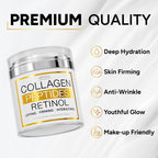 Retinol Cream for Face with Collagen Peptides - Anti Aging Wrinkle Cream for Women and Men - Day-Night Facial Moisturizer with Hyaluronic Acid - Tightening and Skin Firming - Neck & Décolleté
