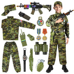Metemot Army Costume for Boys, Halloween Soldier Military Costume for Kids