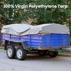 Sunvigor Tarp Waterproof 8x10Ft, Heavy Duty Tarp Cover Extra Thick 14 Mil Tear and UV Resistant, Outdoor Tarps with Grommets and Reinforced Edges for Roof, Camping, Patio, Pool, Boat (Silver/Brown)