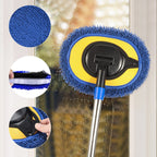 Wall Cleaner, Max 66'' Wall Mop with Long Handle, Ceiling Dust Mop with 15° Labor-Saving Elbow Extension Pole, Baseboard Duster Washer Scrubber, High Reach Window Cleaning Brush, Roof Cleaning Tool-BU