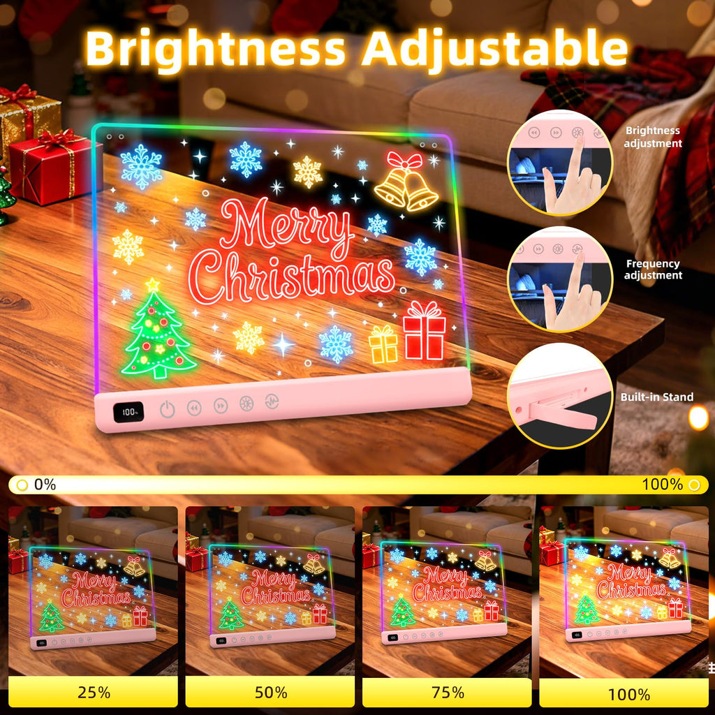 Lumiboard Led Drawing Board with 13 Light Effects, 16" Rechargeable Glow Doodle LED Note Board with Colors, Neon Light Up Drawing Tablet Gifts for Kids for Easter Birthday Christmas Gift Ideas