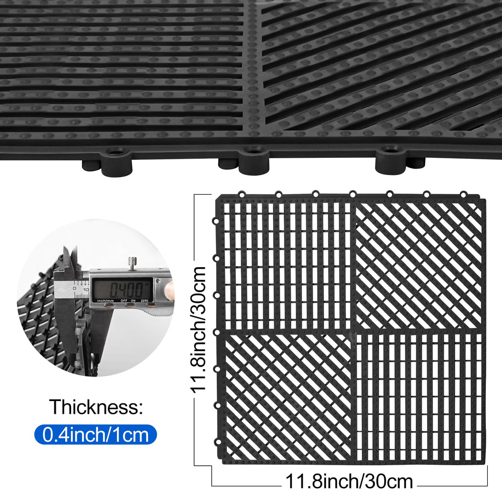 ToLanbbt Modular Interlocking Cushion 12P 11.8" x 11.8" Interlocking Rubber Floor Drain Holes Non-Slip Splicing Drainage Mats for Deck, Shower, Kitchen, Drain Pool, Sauna Bath (Dark Blue, Diagonal)