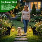 CabyGift Black Cat Solar Lights Outdoor, 2 Pack Cat Garden Decor