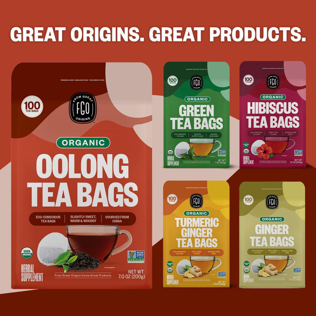 FGO Organic Oolong Tea, Eco-Conscious Tea Bags, 100 Count, Packaging May Vary (Pack of 1)